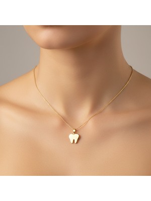 TabiTela 8 ayar altın kolye ucu diş   GM3279 0.5 gr