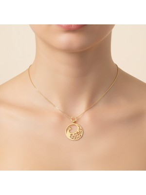 TabiTela 14 ayar altın kolye ucu tavus kuşu   GM3429 1 gr