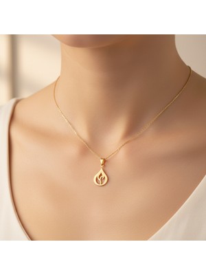TabiTela 8 ayar altın kolye ucu ateş   GM3512 1 gr