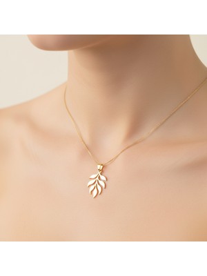 Tabitela 14 Ayar Altın Kolye Ucu Taç Yaprağı   GM4842 0.5 gr