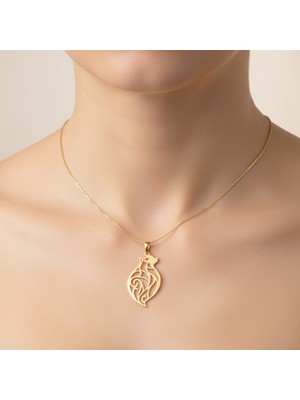 Tabitela 14 Ayar Altın Kolye Ucu Kedi GM3754 0.5 gr