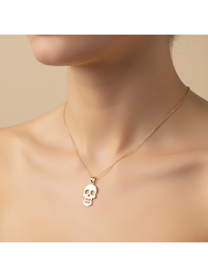 Tabitela 8 Ayar Altın Kolye Ucu Kafatası   GM3998 0.5 gr