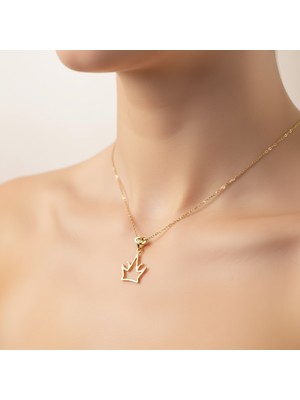 TabiTela 14 ayar altın kolye ucu taç   GM3896 0.5 gr