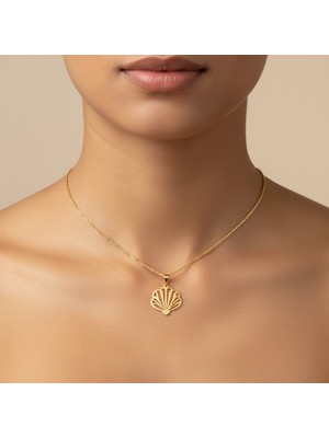 TabiTela 14 ayar altın kolye ucu deniz kabuğu   GM5015 1 gr