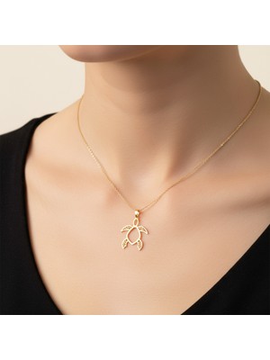 TabiTela 14 ayar altın kolye ucu kaplumbağa   GM5169 1 gr