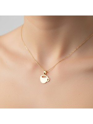 Tabitela 14 Ayar Altın Kolye Ucu Kahve Fincanı   GM4456 0.5 gr