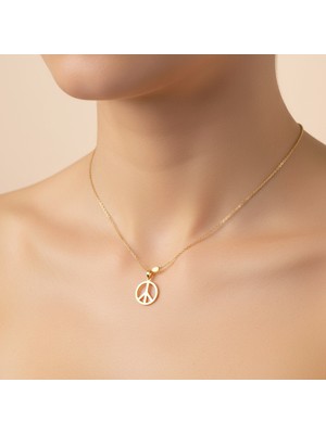 Tabitela 14 Ayar Altın Kolye Ucu Barış Işareti   GM4801 0.5 gr