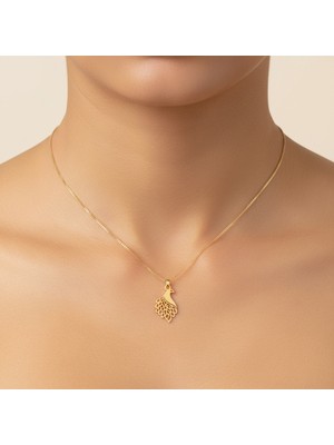 TabiTela 8 ayar altın kolye ucu tavus kuşu   GM3433 1 gr