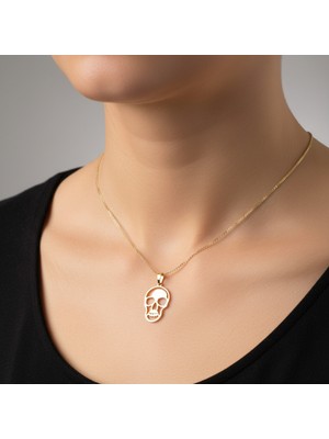 Tabitela 8 Ayar Altın Kolye Ucu Kafatası   GM3987 0.5 gr