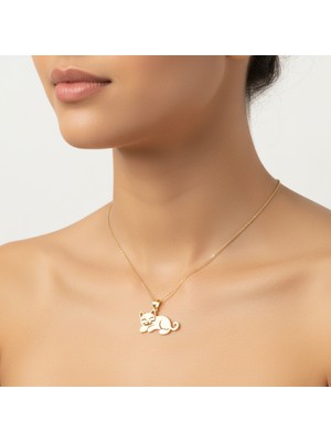 Tabitela 8 Ayar Altın Kolye Ucu Kedi GM6305 0.5 gr