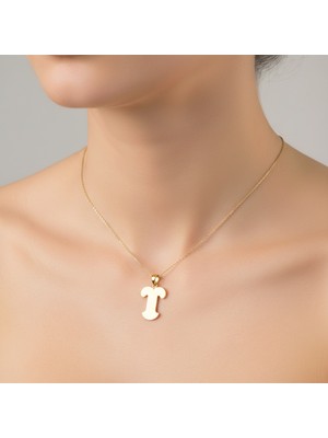 TabiTela 14 ayar altın kolye ucu Harf T   GM6211 1 gr