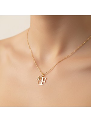 Tabitela 14 Ayar Altın Kolye Ucu Harf F   GM2593 1 gr