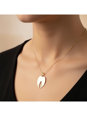 TabiTela 14 ayar altın kolye ucu melek kanatları   GM6381 1 gr