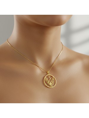 TabiTela 14 ayar altın kolye ucu tavus kuşu   GM3425 1 gr