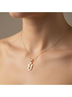 TabiTela 14 ayar altın kolye ucu Harf U   GM6222 1 gr