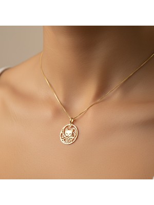 TabiTela 14 ayar altın kolye ucu kedi GM6301 1 gr