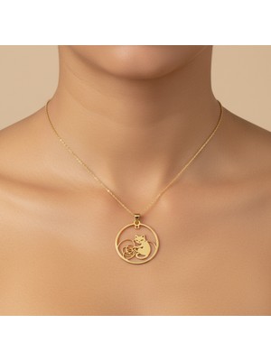 TabiTela 14 ayar altın kolye ucu kedi GM6318 1 gr