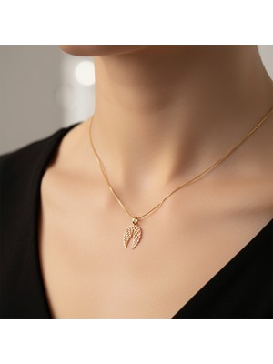 TabiTela 14 ayar altın kolye ucu melek kanatları   GM6383 1 gr