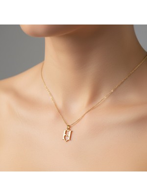 TabiTela 8 ayar altın kolye ucu Harf H   GM6059 0.5 gr