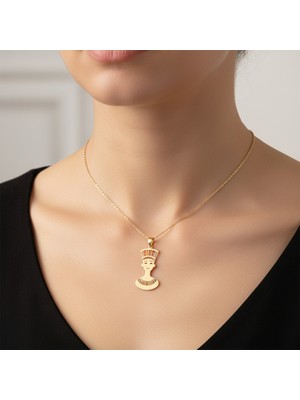 TabiTela 8 ayar altın kolye ucu Nefertiti   GM4346 1 gr