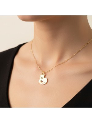 TabiTela 14 ayar altın kolye ucu kedi GM6296 1 gr