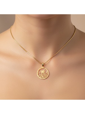 TabiTela 14 ayar altın kolye ucu kedi GM6323 1 gr