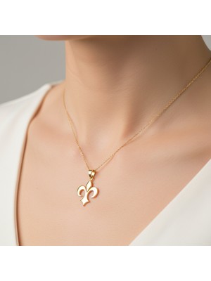 TabiTela 8 ayar altın kolye ucu fleur-de-lis   GM4274 0.5 gr