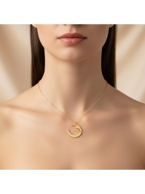 TabiTela 14 ayar altın kolye ucu ay GM4751 0.5 gr