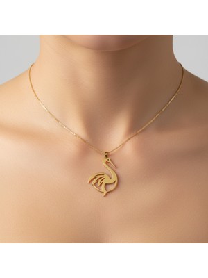 TabiTela 14 ayar altın kolye ucu leylek GM5732 1 gr