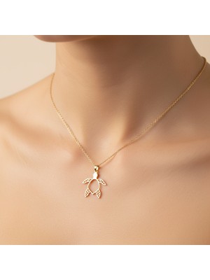 TabiTela 14 ayar altın kolye ucu kaplumbağa   GM5167 1 gr