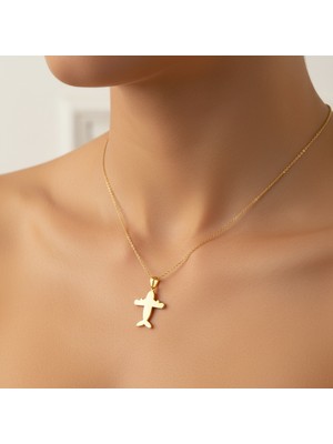 Tabitela 8 Ayar Altın Kolye Ucu Uçak   GM4406 1 gr