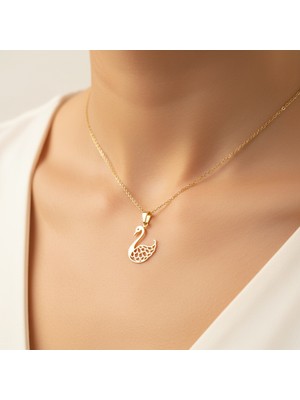 TabiTela 14 ayar altın kolye ucu kuğu GM5084 1 gr