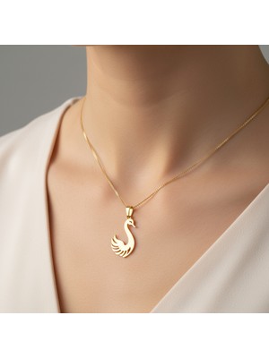 TabiTela 14 ayar altın kolye ucu kuğu GM5077 1 gr