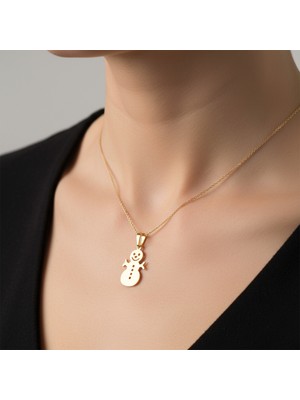 TabiTela 14 ayar altın kolye ucu kardan adam   GM4958 1 gr