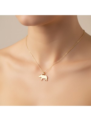 TabiTela 14 ayar altın kolye ucu gergedan GM4931 1 gr