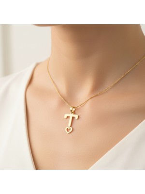 Tabitela 14 Ayar Altın Kolye Ucu Harf T   GM6213 1 gr