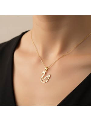 TabiTela 8 ayar altın kolye ucu kuğu GM5082 0.5 gr