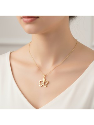 TabiTela 14 ayar altın kolye ucu fleur-de-lis   GM4257 1 gr