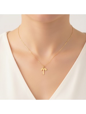 TabiTela 14 ayar altın kolye ucu Harf T   GM6219 1 gr