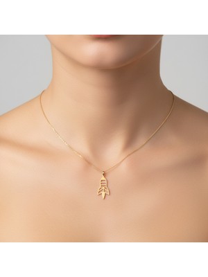 TabiTela 8 ayar altın kolye ucu roket gemisi   GM4939 1 gr
