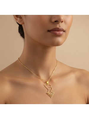 TabiTela 14 ayar altın kolye ucu Nefertiti   GM4356 0.5 gr