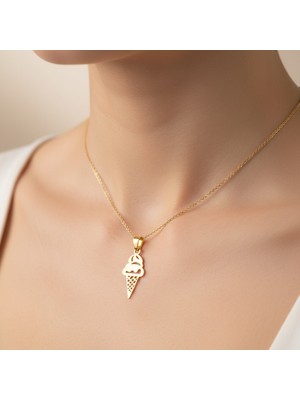 TabiTela 14 ayar altın kolye ucu dondurma külahı   GM4690 1 gr