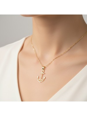 TabiTela 14 ayar altın kolye ucu çapa   GM6370 1 gr