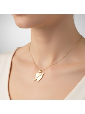 TabiTela 8 ayar altın kolye ucu ok kalbin içinden   GM6441 1 gr