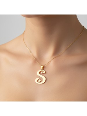 Tabitela 14 Ayar Altın Kolye Ucu Harf S   GM6207 1 gr