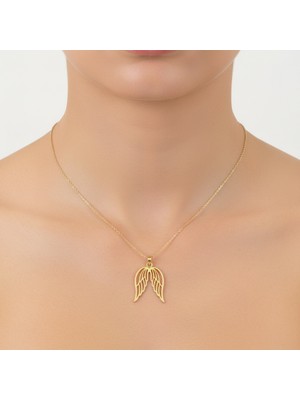 TabiTela 14 ayar altın kolye ucu melek kanatları   GM6385 1 gr