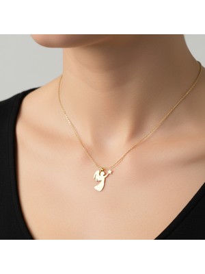 TabiTela 14 ayar altın kolye ucu melek   GM5979 1 gr