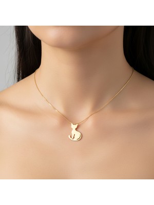 TabiTela 8 ayar altın kolye ucu kedi GM6321 0.5 gr