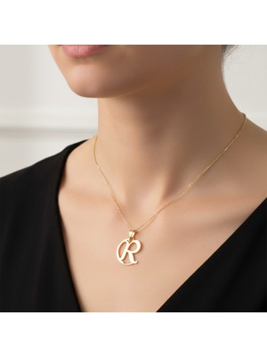 TabiTela 8 ayar altın kolye ucu Harf R   GM6185 1 gr