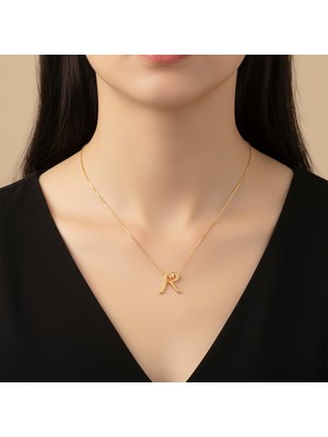 TabiTela 14 ayar altın kolye ucu Harf R   GM6186 1 gr